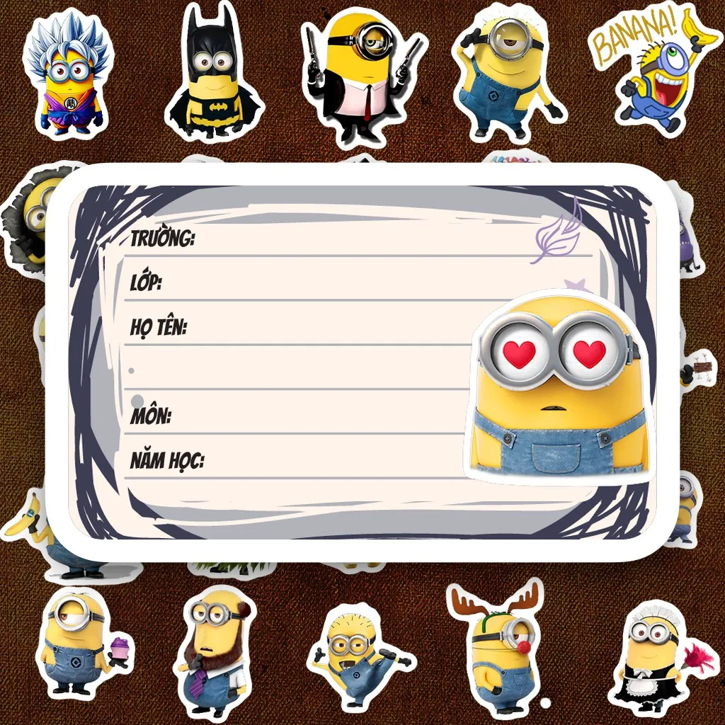 192 Nhãn Vở IN LASER Minions Hoạt Hình Cute Dễ Thương Dán Vở Tập Sổ Tay Học Sinh