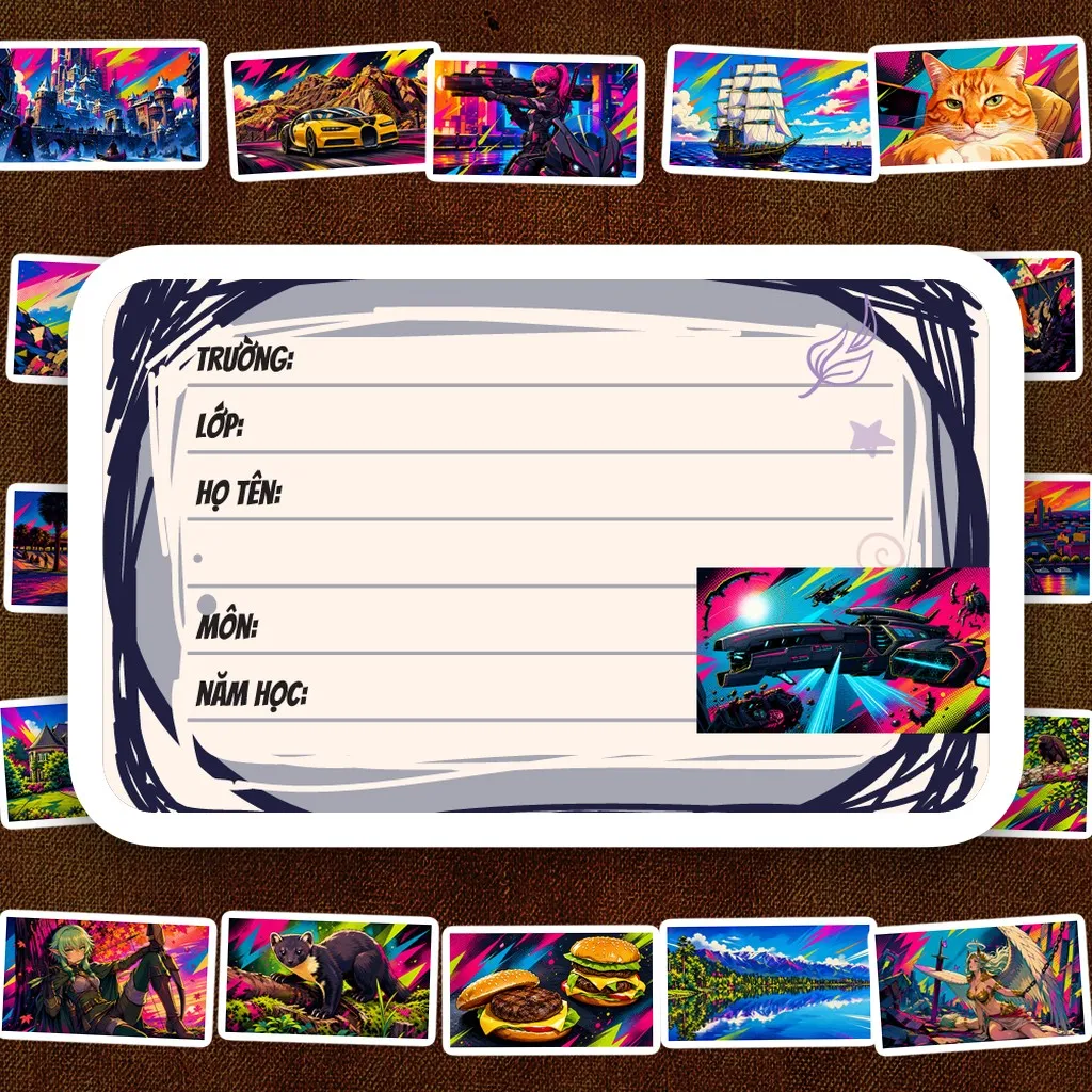 32 Nhãn Vở IN LASER Pop Art Phong Cảnh Retro Vintage Set 1 Cute Dễ Thương Dán Vở Tập Sổ Tay Học Sinh