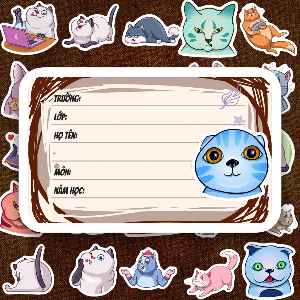112 Nhãn Vở IN LASER Meme Mèo Hài Hước Biểu Cảm Đa Dạng Cute Dễ Thương Dán Vở Tập Sổ Tay Học Sinh