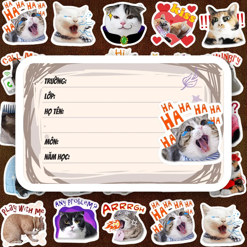 32 Nhãn Vở IN LASER Meme Mèo Kingdom Of Tigers Hài Hước Cute Dễ Thương Dán Vở Tập Sổ Tay Học Sinh