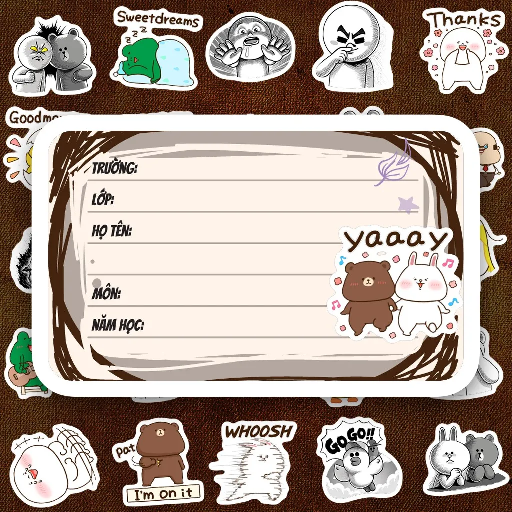 80 Nhãn Vở IN LASER Gấu Thỏ Gà Ếch Mũm Mĩm Chibi Béo Cute Dễ Thương Dán Vở Tập Sổ Tay Học Sinh