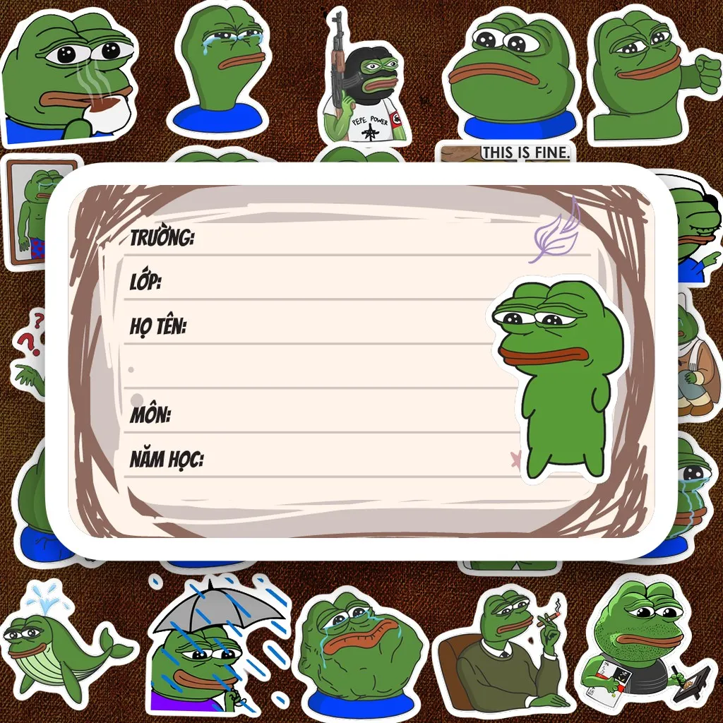 208 Nhãn Vở IN LASER Ếch Xanh Pepe Meme Biểu Cảm Đa Dạng Cute Dễ Thương Dán Vở Tập Sổ Tay Học Sinh