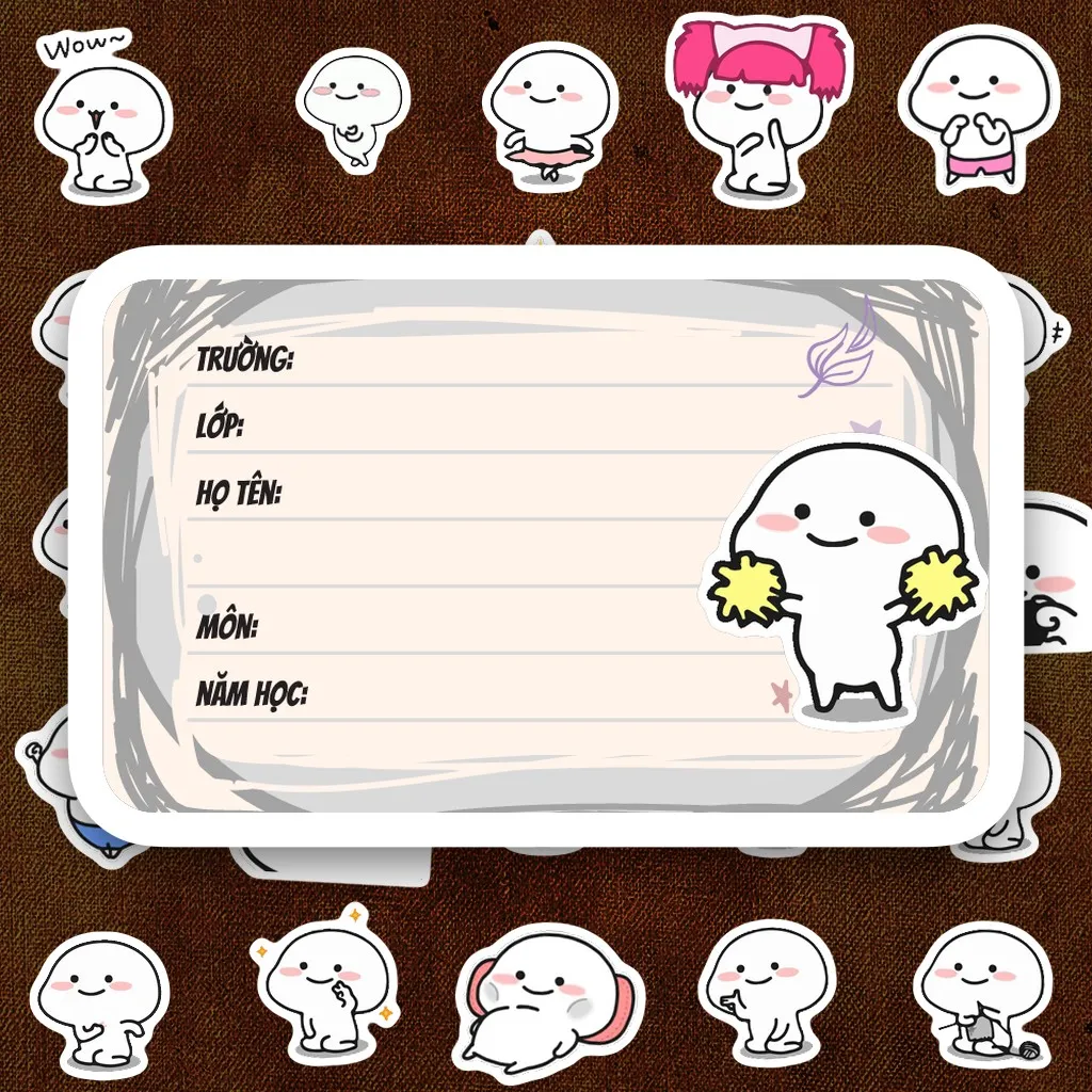 112 Nhãn Vở IN LASER Kẹo Dẻo Bựa Trắng Đen Meme Hài Hước Cute Dễ Thương Dán Vở Tập Sổ Tay Học Sinh