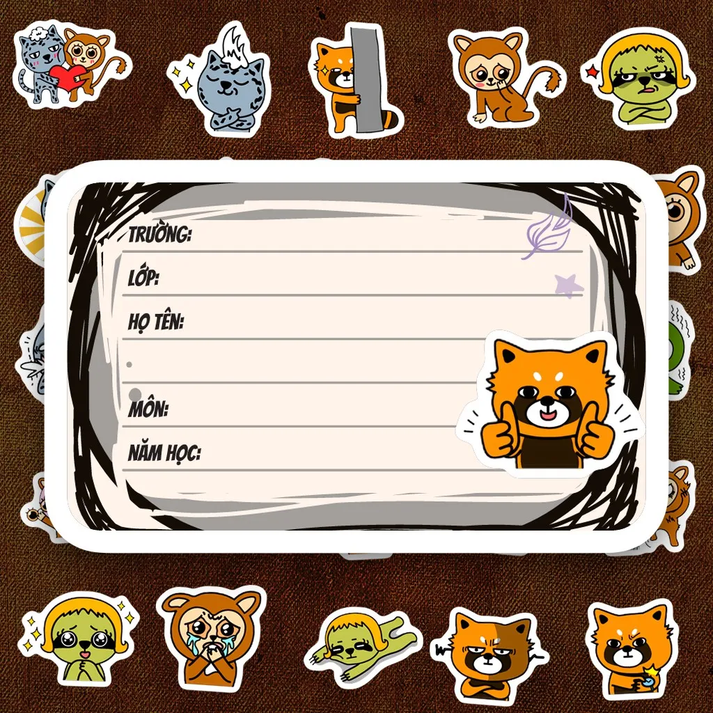 48 Nhãn Vở IN LASER Meme Heromals Ông Vật Mèo Gấu Chó Cute Dễ Thương Dán Vở Tập Sổ Tay Học Sinh