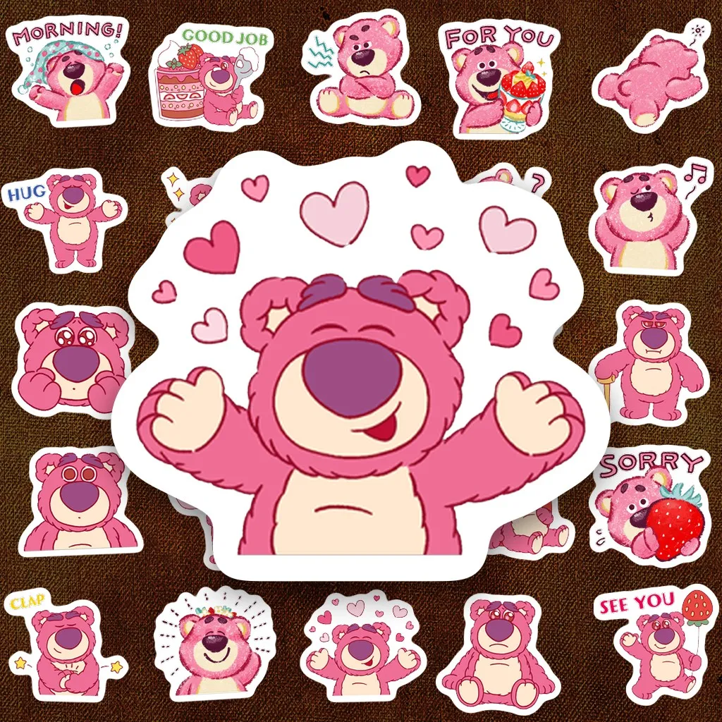 80 Sticker IN LASER Meme Gấu Dâu Hồng Biểu Cảm Cute Dán Laptop Sổ Tay Bình Nước Chống Nước
