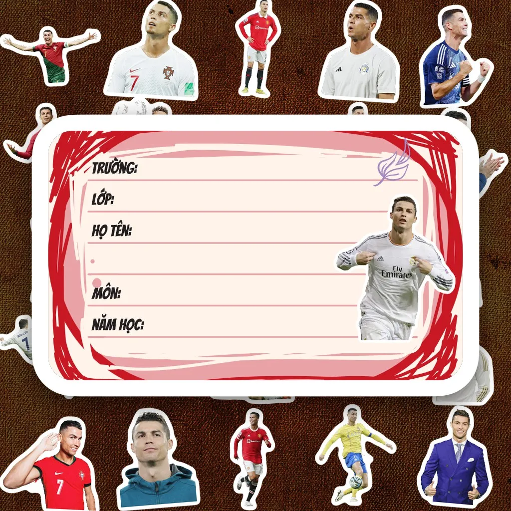 176 Nhãn Vở IN LASER CR7 Ronaldo Bóng Đá Cầu Thủ Cute Dán Vở Tập Sổ Tay Học Sinh