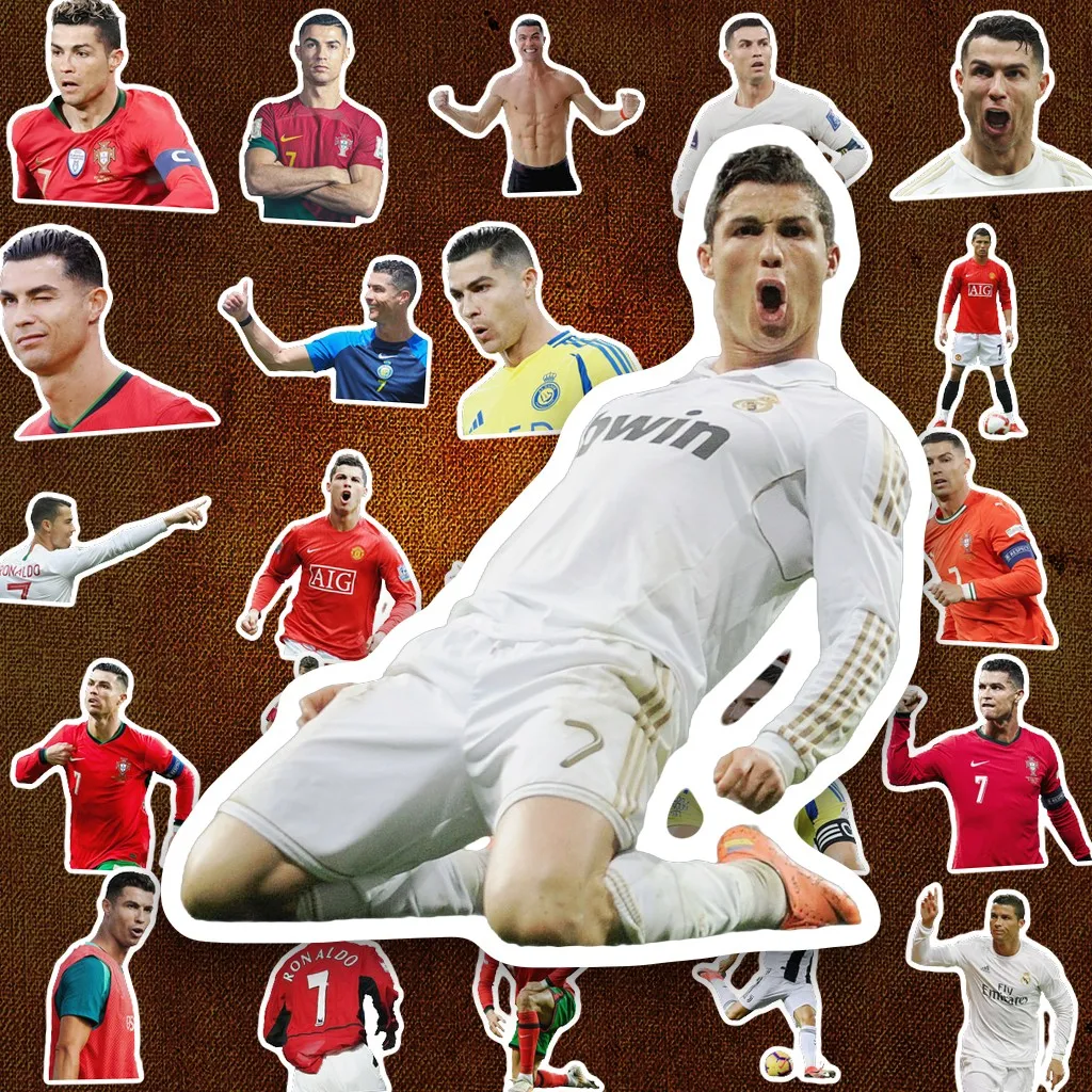 168 Sticker IN LASER CR7 Ronaldo Bóng Đá Cầu Thủ Cute Dán Laptop Sổ Tay Bình Nước Chống Nước