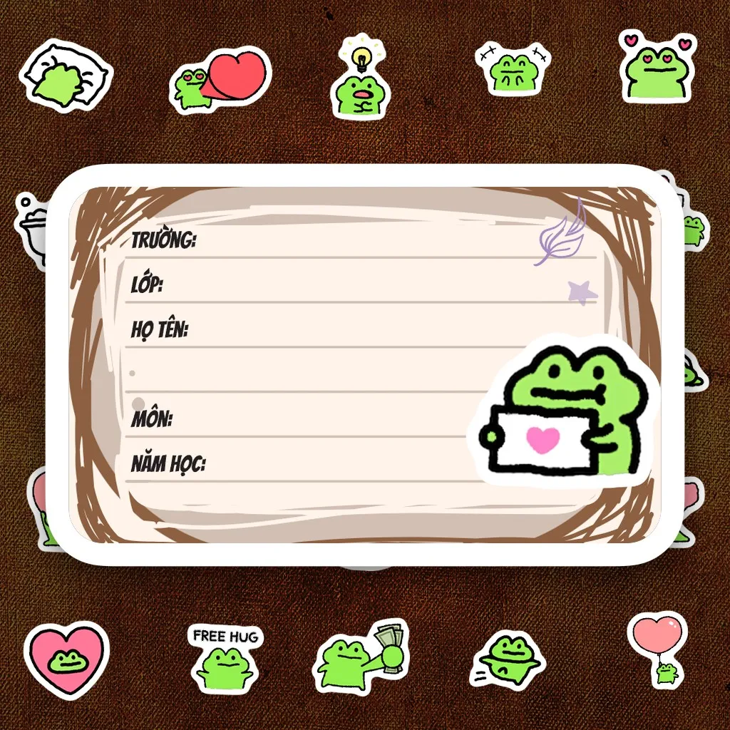 496 Nhãn Vở IN LASER Meme Fric Ếch Xanh Doodle Bựa Hài Hước Cute Dễ Thương Dán Vở Tập Sổ Tay