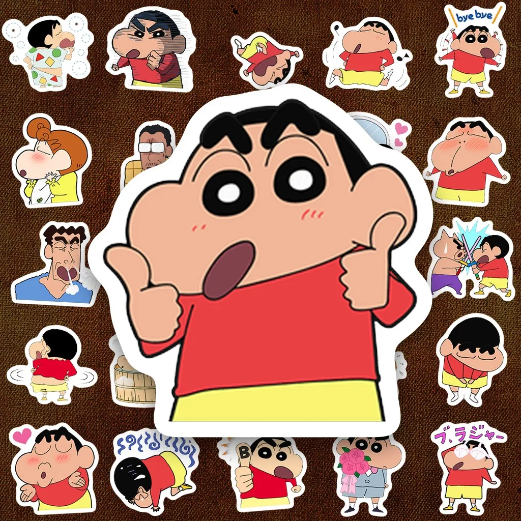184 Sticker IN LASER Cậu Bé Shin Hoạt Hình Cute Hài Hước Dán Laptop Sổ Tay Bình Nước Chống Nước