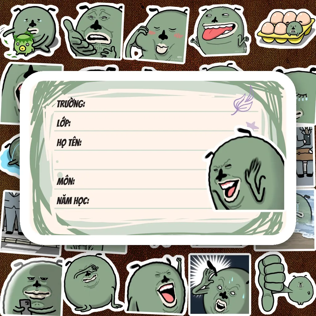 60 Nhãn Vở IN LASER Meme Chó Khóc Xấu Xí Hài Hước Biểu Cảm Cute Dán Vở Sách Tập Học Sinh