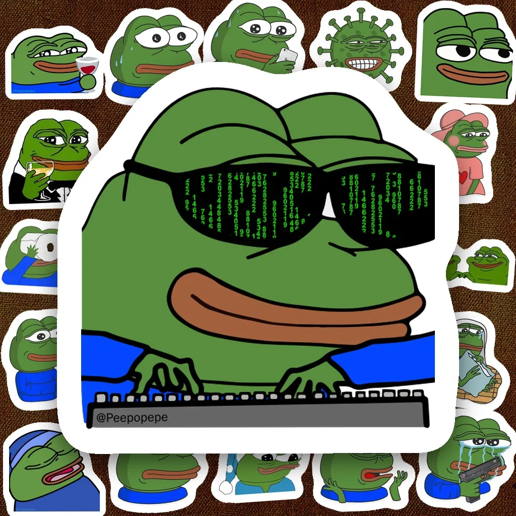 200 Sticker IN LASER Ếch Xanh Pepe Meme Biểu Cảm Đa Dạng Cute Bựa Dán Laptop Sổ Tay Bình Nước