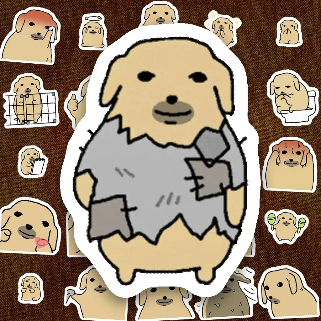 50 Sticker IN LASER Meme Nudaeng Chó Vàng Cute Biểu Cảm Dán Laptop Sổ Tay Bình Nước Chống Nước